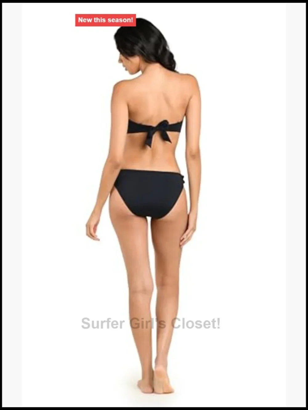 Ruffled Bandeau Bikini Top Removable Straps Nylon Blend